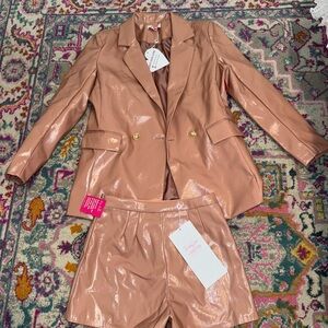 Buddy Love Shiny Pink Blazer and Shorts Set